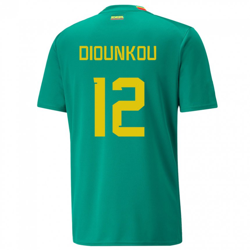 Miesten Senegalin Alpha Diounkou #12 Vihreä Vieraspaita 22-24 Lyhythihainen Paita T-paita