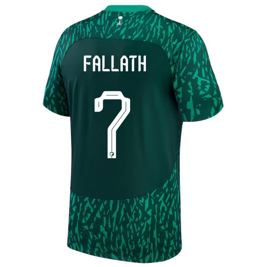 Miesten Saudi-arabian Fahad Fallath #7 Dark Vihreä Vieraspaita 22-24 Lyhythihainen Paita T-paita