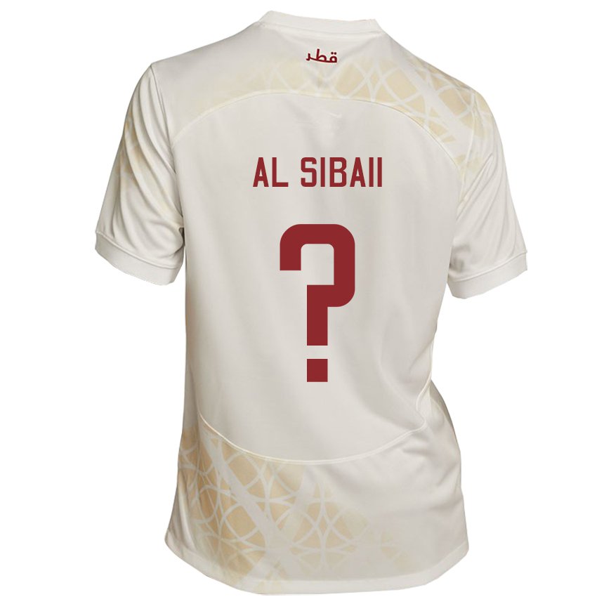 Miesten Qatarin Ahmad Al Sibaii #0 Kultainen Beige Vieraspaita 22-24 Lyhythihainen Paita T-paita