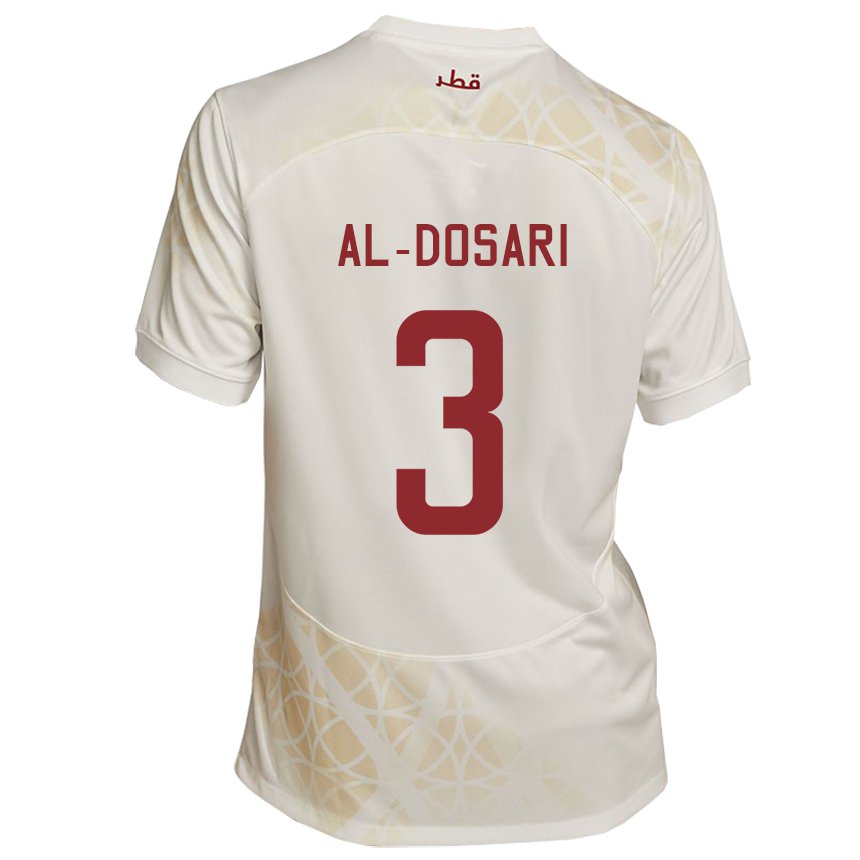 Miesten Qatarin Dana Al Dosari #3 Kultainen Beige Vieraspaita 22-24 Lyhythihainen Paita T-paita