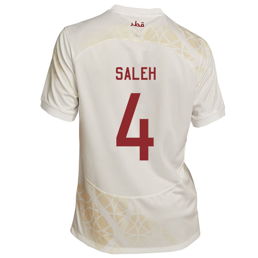 Miesten Qatarin Hagar Saleh #4 Kultainen Beige Vieraspaita 22-24 Lyhythihainen Paita T-paita