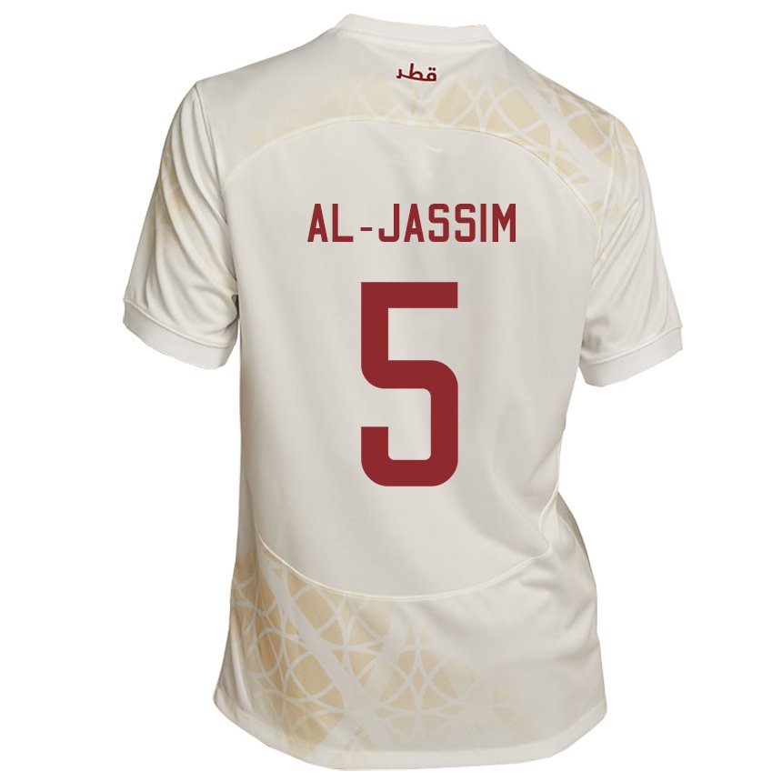 Miesten Qatarin Dana Al Jassim #5 Kultainen Beige Vieraspaita 22-24 Lyhythihainen Paita T-paita