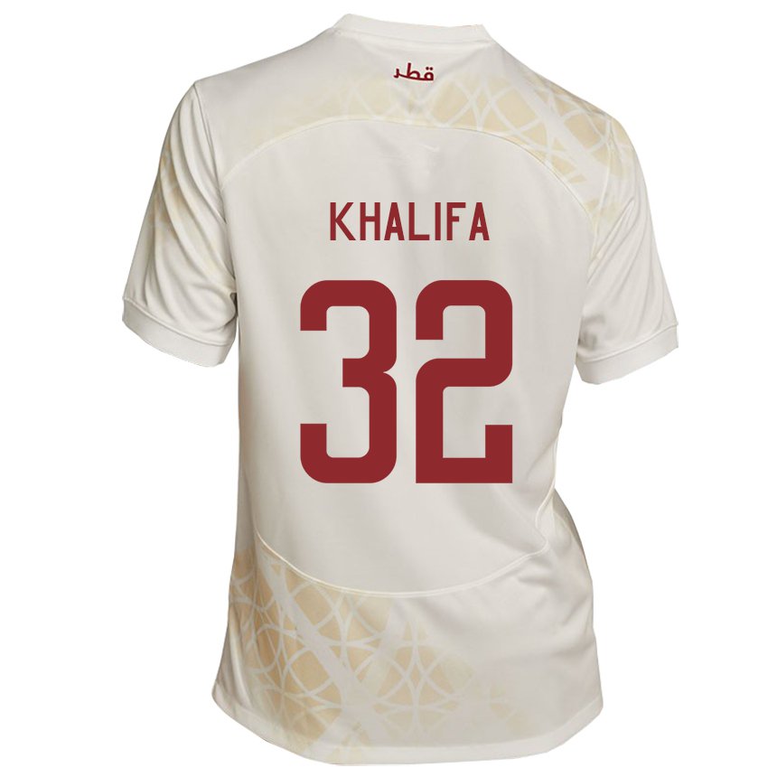 Miesten Qatarin Duana Khalifa #32 Kultainen Beige Vieraspaita 22-24 Lyhythihainen Paita T-paita