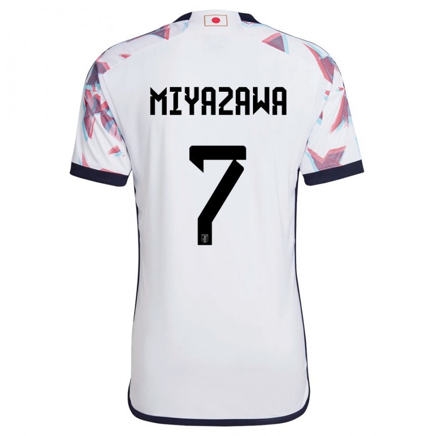 Miesten Japanin Hinata Miyazawa #7 Valkoinen Vieraspaita 22-24 Lyhythihainen Paita T-paita