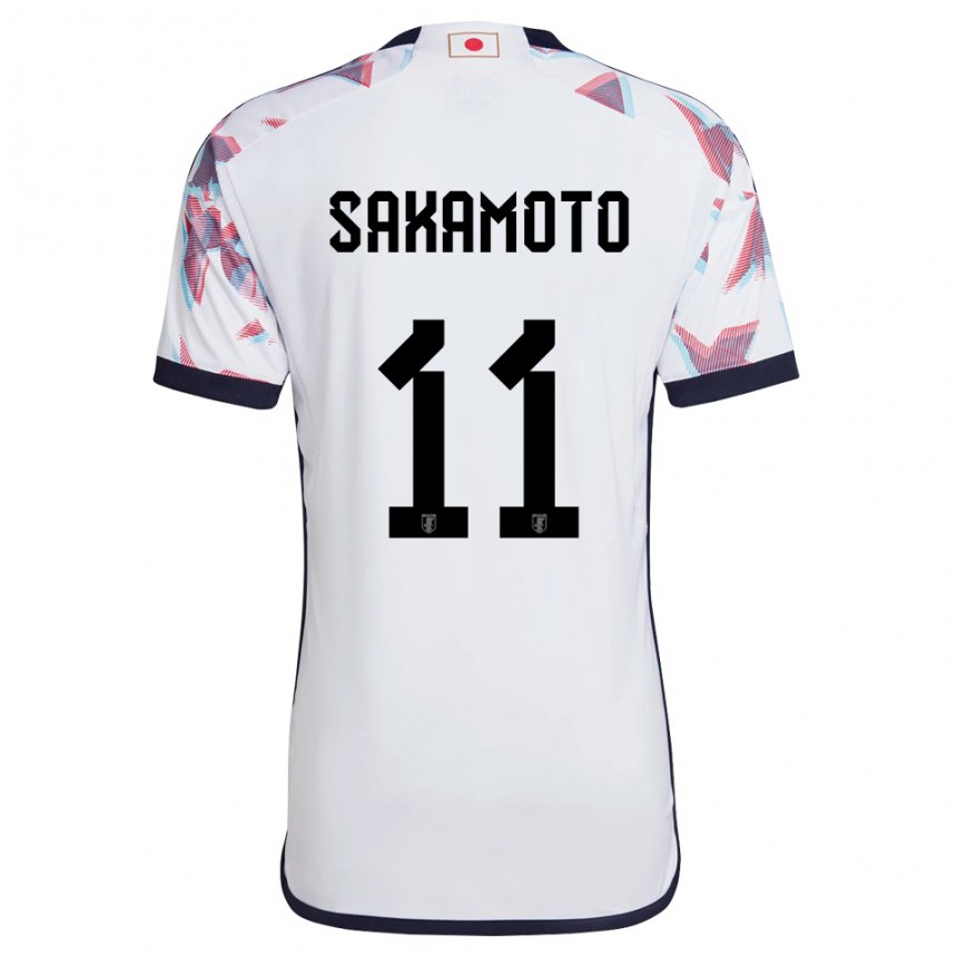 Miesten Japanin Isa Sakamoto #11 Valkoinen Vieraspaita 22-24 Lyhythihainen Paita T-paita