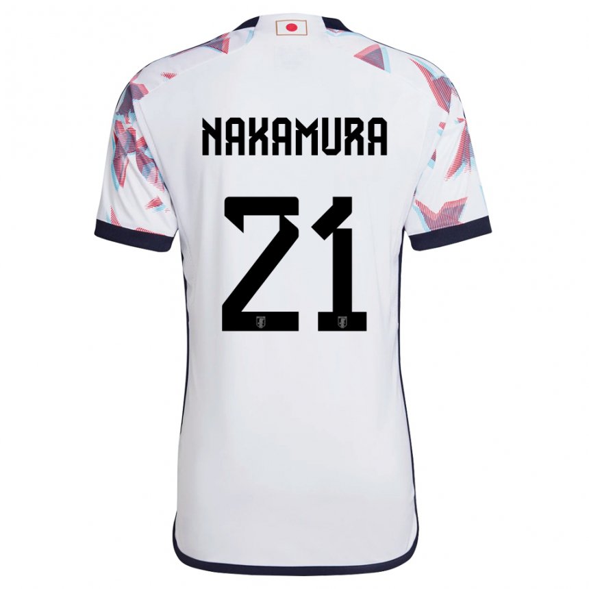 Miesten Japanin Jiro Nakamura #21 Valkoinen Vieraspaita 22-24 Lyhythihainen Paita T-paita