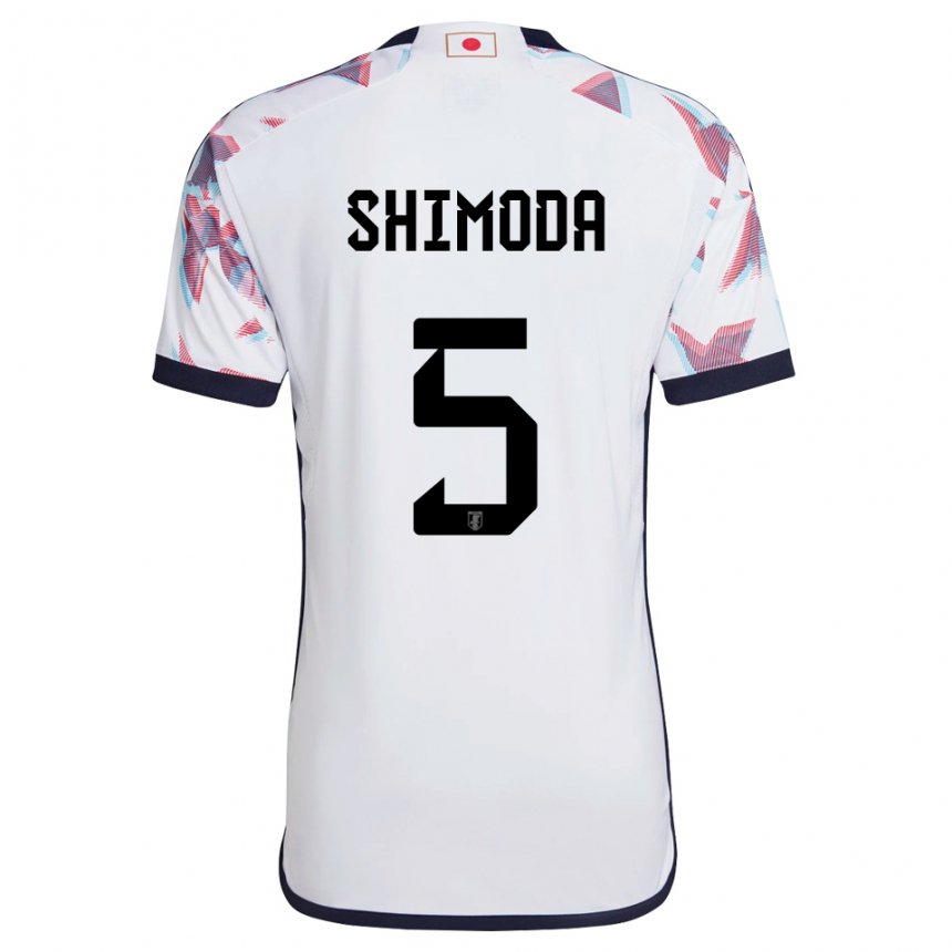 Miesten Japanin Yoshihiro Shimoda #5 Valkoinen Vieraspaita 22-24 Lyhythihainen Paita T-paita