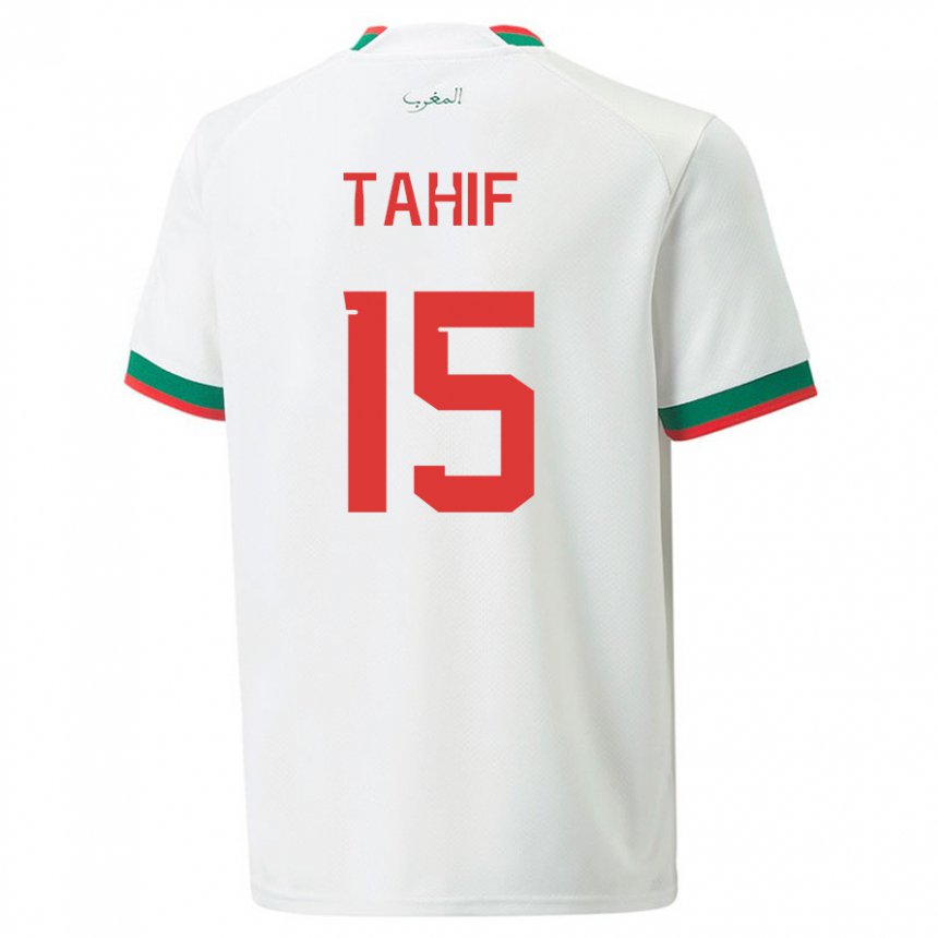 Miesten Marokon Adil Tahif #15 Valkoinen Vieraspaita 22-24 Lyhythihainen Paita T-paita