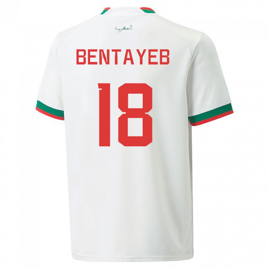 Miesten Marokon Tawfik Bentayeb #18 Valkoinen Vieraspaita 22-24 Lyhythihainen Paita T-paita