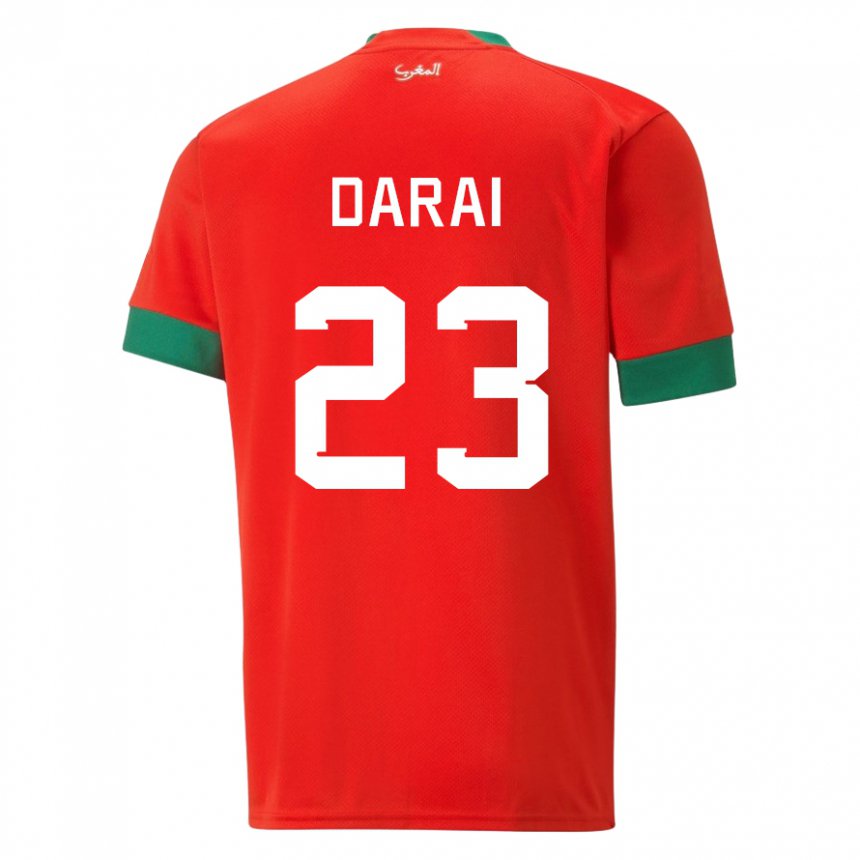 Naisten Marokon Hamza Darai #23 Punainen Kotipaita 22-24 Lyhythihainen Paita T-paita
