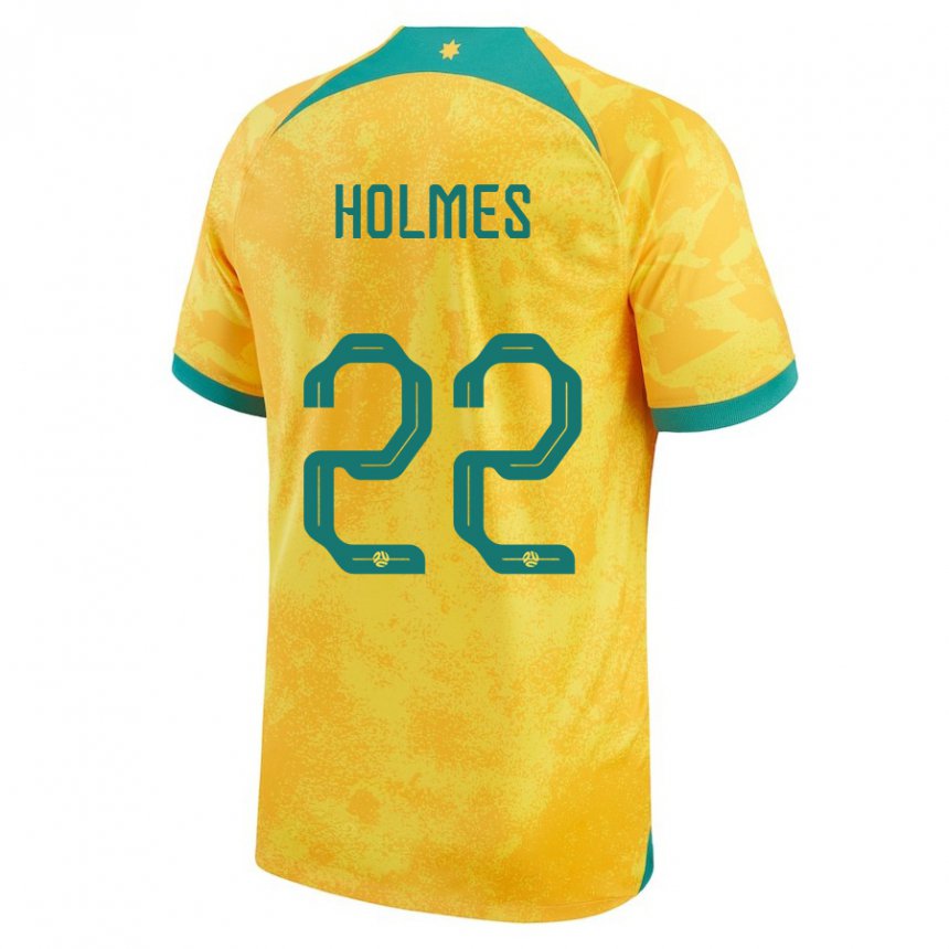 Naisten Australian Jordan Holmes #22 Kultainen Kotipaita 22-24 Lyhythihainen Paita T-paita