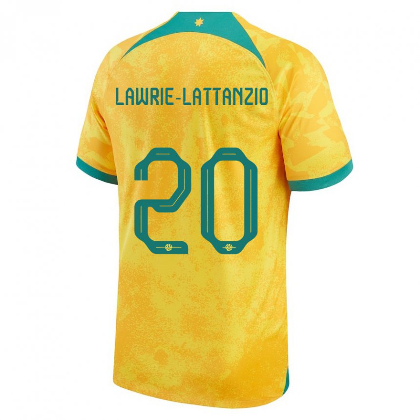Naisten Australian Luis Lawrie Lattanzio #20 Kultainen Kotipaita 22-24 Lyhythihainen Paita T-paita
