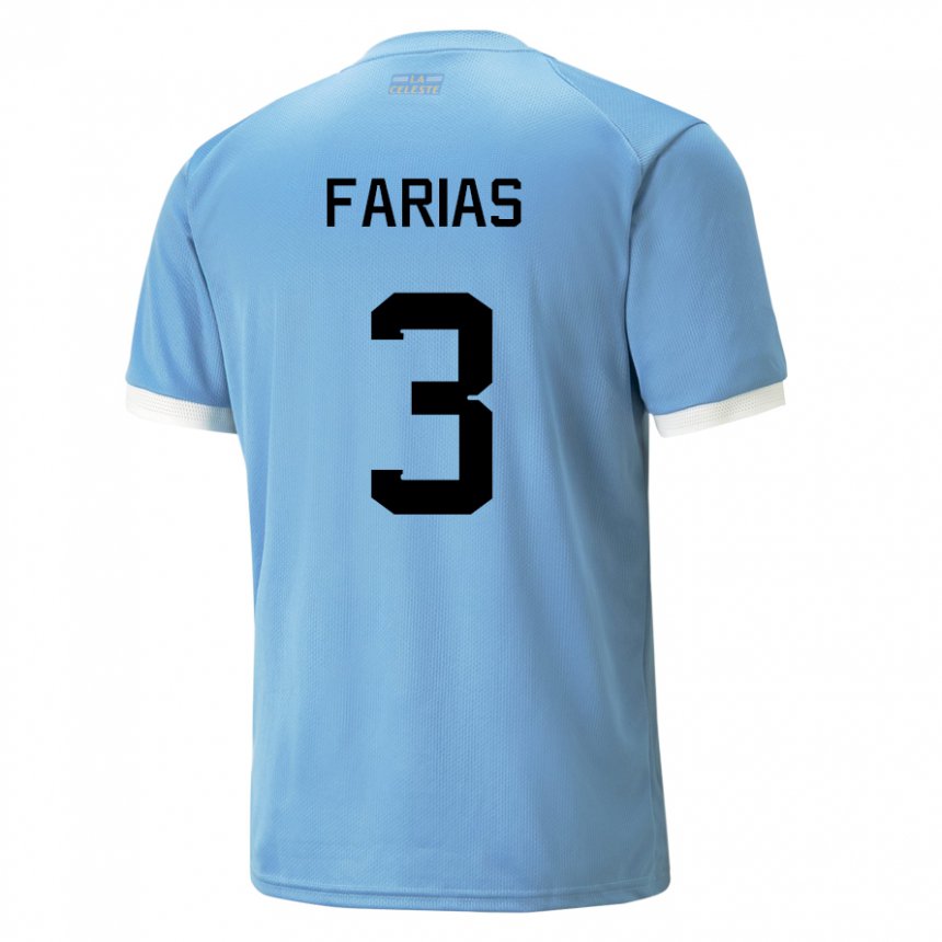 Naisten Uruguayn Daiana Farias #3 Sininen Kotipaita 22-24 Lyhythihainen Paita T-paita