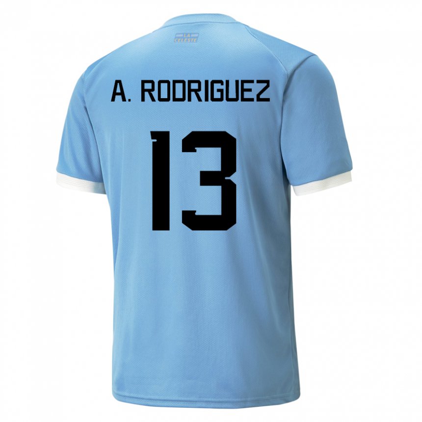 Naisten Uruguayn Agustin Rodriguez #13 Sininen Kotipaita 22-24 Lyhythihainen Paita T-paita