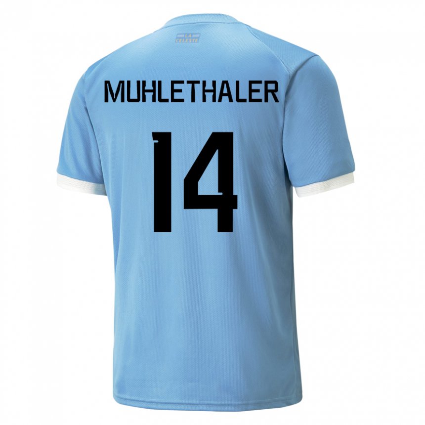Naisten Uruguayn Stiven Muhlethaler #14 Sininen Kotipaita 22-24 Lyhythihainen Paita T-paita