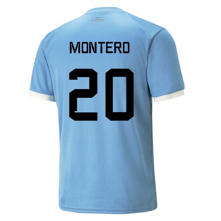 Naisten Uruguayn Alfonso Montero #20 Sininen Kotipaita 22-24 Lyhythihainen Paita T-paita