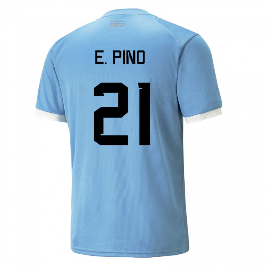 Naisten Uruguayn Emiliano Del Pino #21 Sininen Kotipaita 22-24 Lyhythihainen Paita T-paita