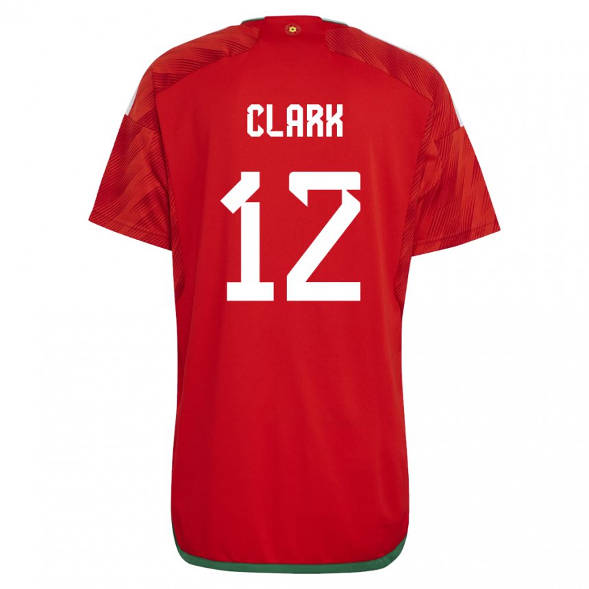 Naisten Walesin Olivia Clark #12 Punainen Kotipaita 22-24 Lyhythihainen Paita T-paita