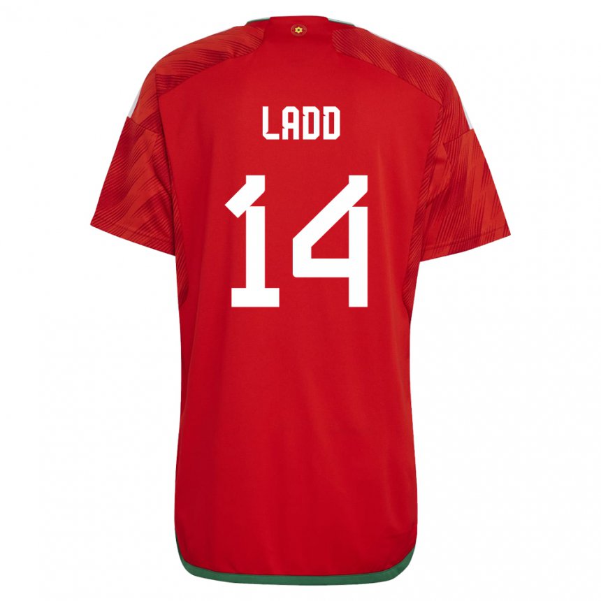 Naisten Walesin Hayley Ladd #14 Punainen Kotipaita 22-24 Lyhythihainen Paita T-paita