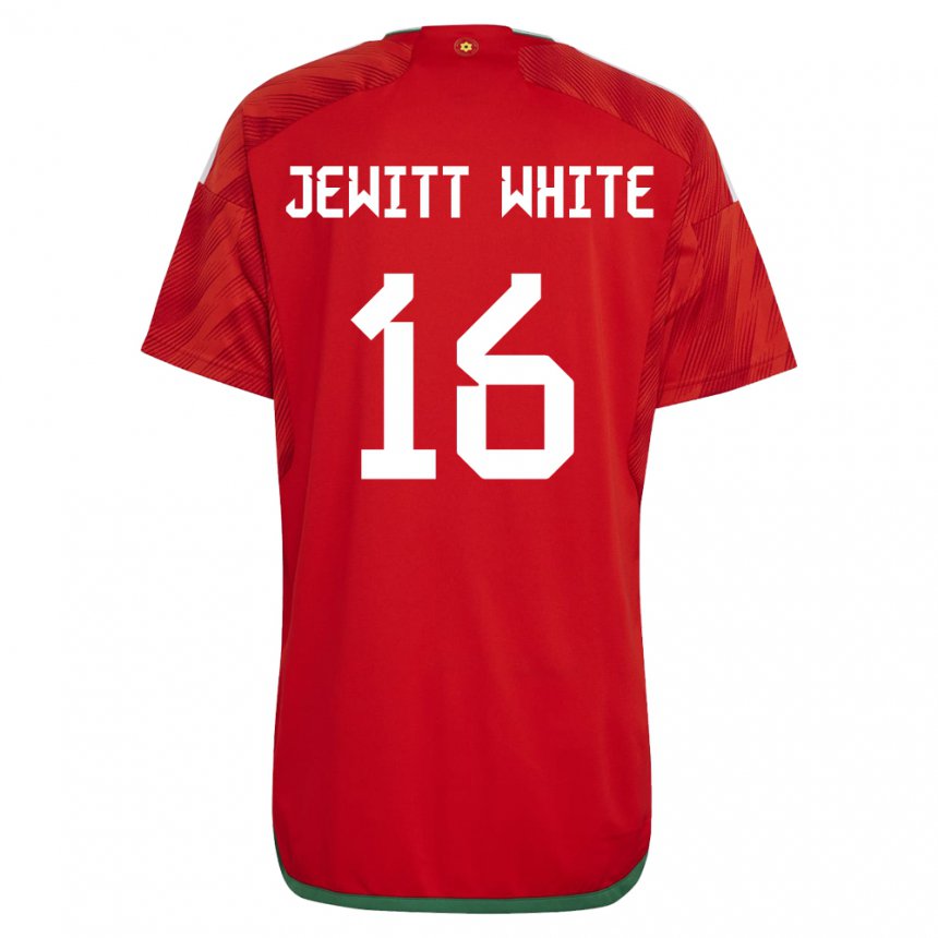 Naisten Walesin Harry Jewitt White #16 Punainen Kotipaita 22-24 Lyhythihainen Paita T-paita