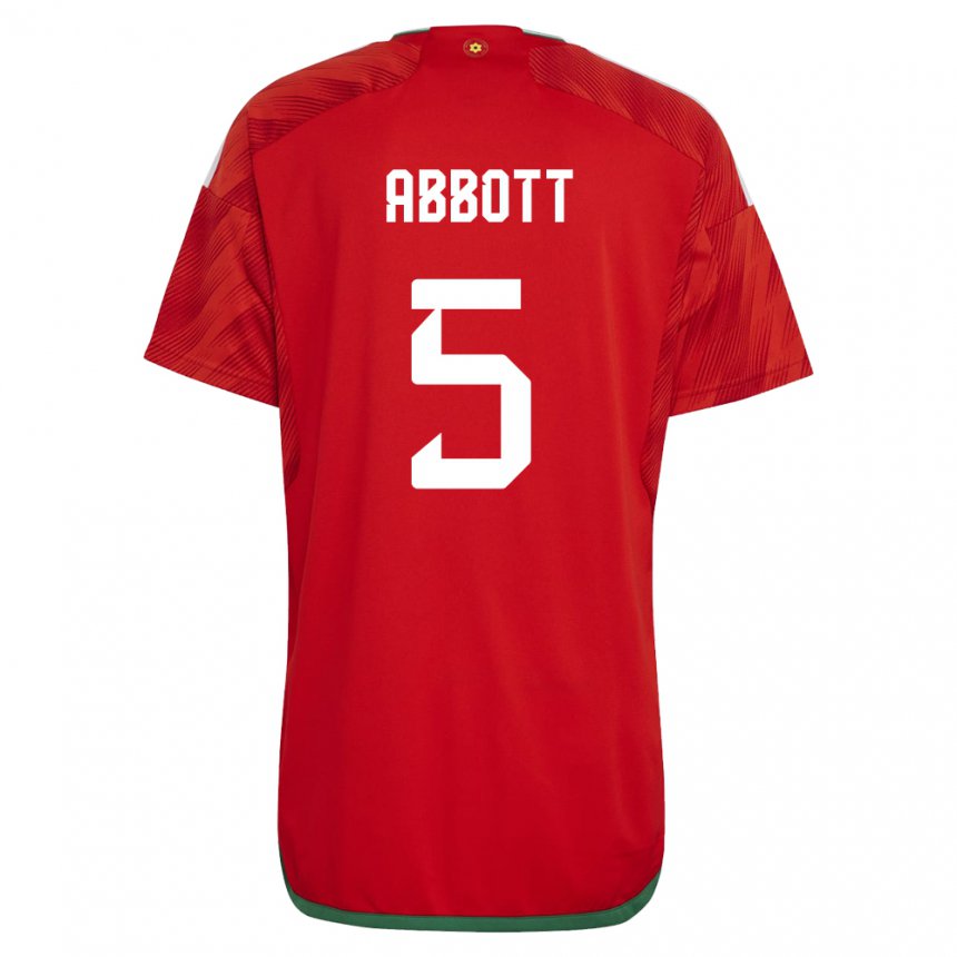 Naisten Walesin George Abbott #5 Punainen Kotipaita 22-24 Lyhythihainen Paita T-paita