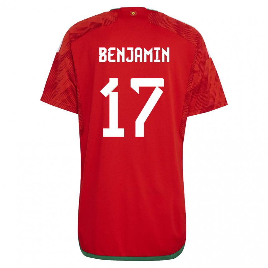 Naisten Walesin Omari Benjamin #17 Punainen Kotipaita 22-24 Lyhythihainen Paita T-paita