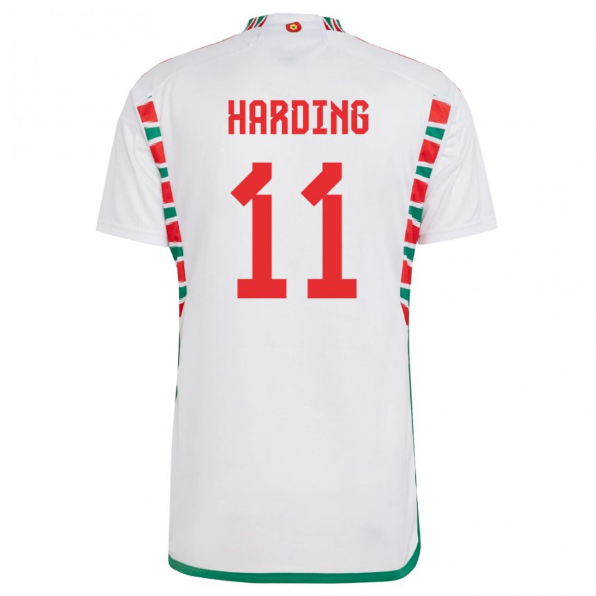Naisten Walesin Natasha Harding #11 Valkoinen Vieraspaita 22-24 Lyhythihainen Paita T-paita