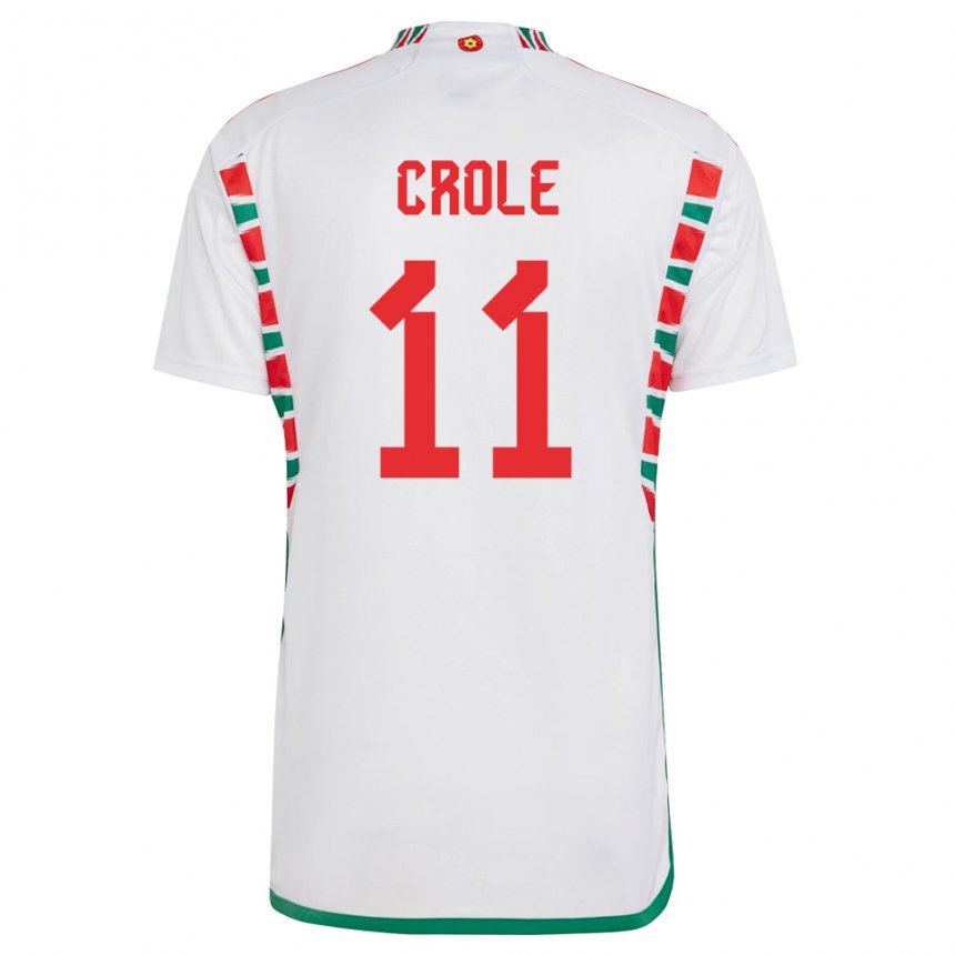 Naisten Walesin James Crole #11 Valkoinen Vieraspaita 22-24 Lyhythihainen Paita T-paita