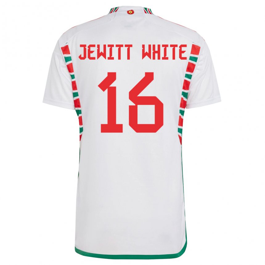 Naisten Walesin Harry Jewitt White #16 Valkoinen Vieraspaita 22-24 Lyhythihainen Paita T-paita