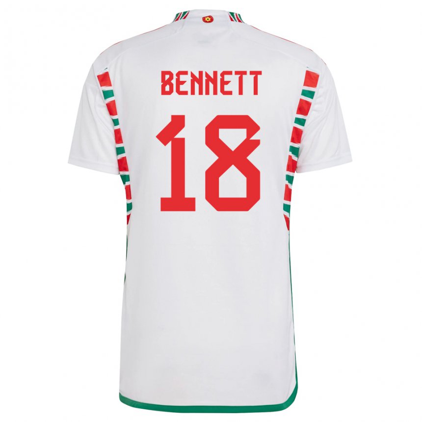 Naisten Walesin Murphy Bennett #18 Valkoinen Vieraspaita 22-24 Lyhythihainen Paita T-paita