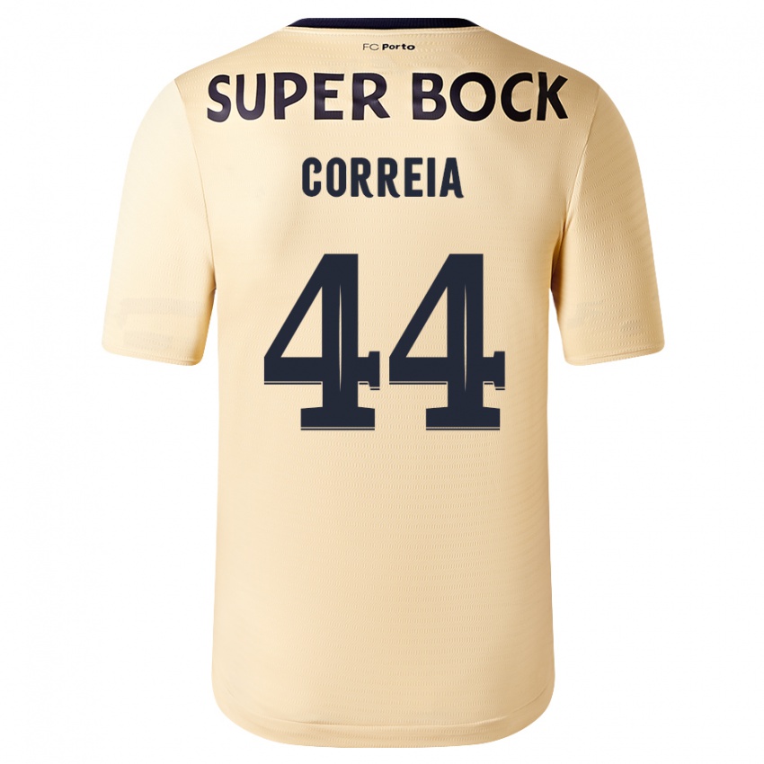 Lapset Romain Correia #44 Beige-Kultainen Vieraspaita 2023/24 Lyhythihainen Paita T-Paita