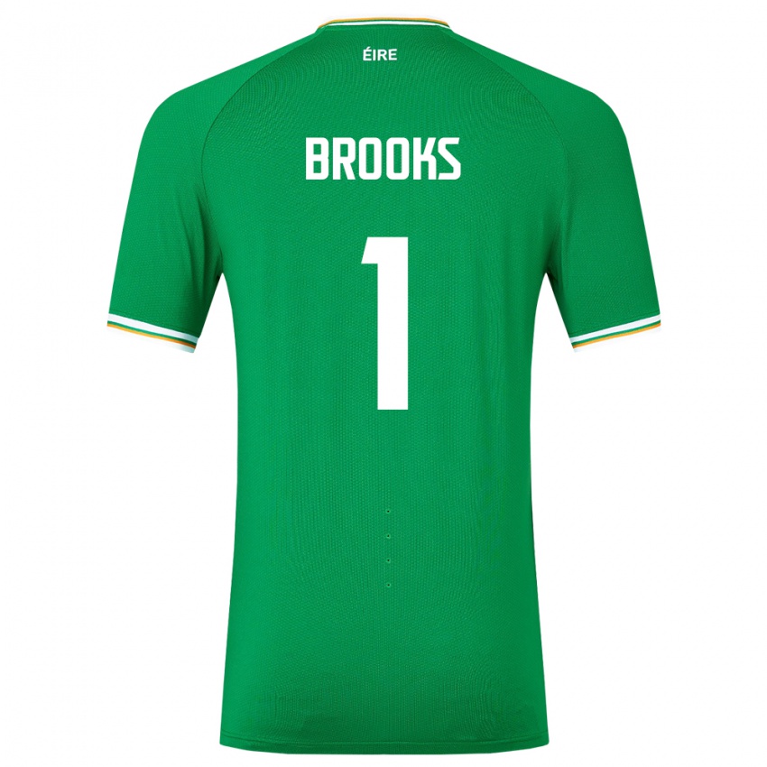 Lapset Irlanti Tiernan Brooks #1 Vihreä Kotipaita 24-26 Lyhythihainen Paita T-Paita