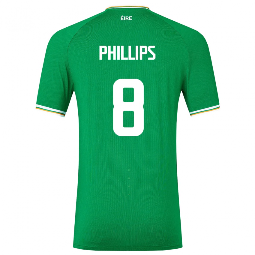 Lapset Irlanti Killian Phillips #8 Vihreä Kotipaita 24-26 Lyhythihainen Paita T-Paita