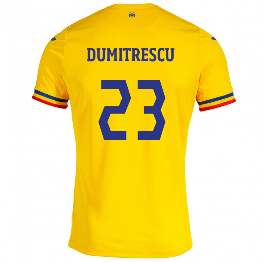 Lapset Romania Andres Dumitrescu #23 Keltainen Kotipaita 24-26 Lyhythihainen Paita T-Paita