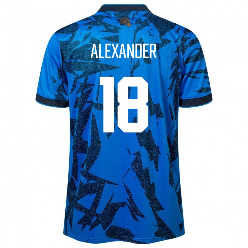 Miesten El Salvador Alexander Aguilar #18 Sininen Kotipaita 24-26 Lyhythihainen Paita T-Paita