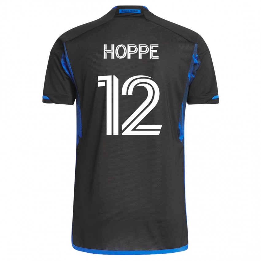 Miesten Matthew Hoppe #12 Sininen Musta Kotipaita 2023/24 Lyhythihainen Paita T-Paita