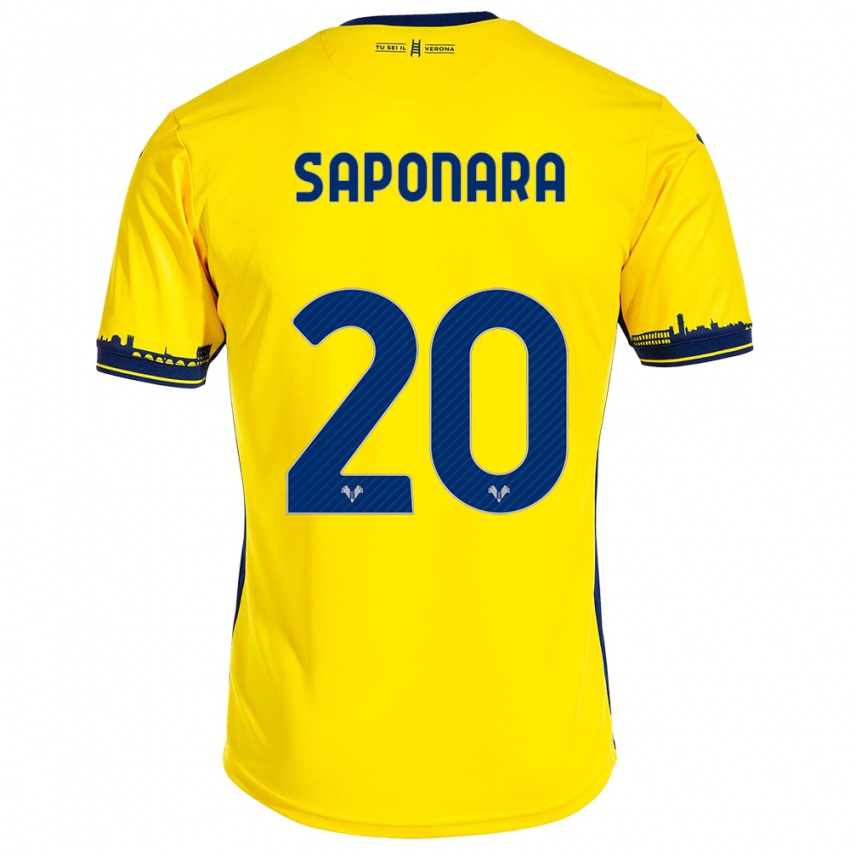 Miesten Riccardo Saponara #20 Keltainen Vieraspaita 2023/24 Lyhythihainen Paita T-Paita