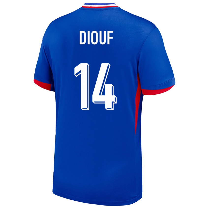 Lapset Ranska Andy Diouf #14 Sininen Kotipaita 24-26 Lyhythihainen Paita T-Paita