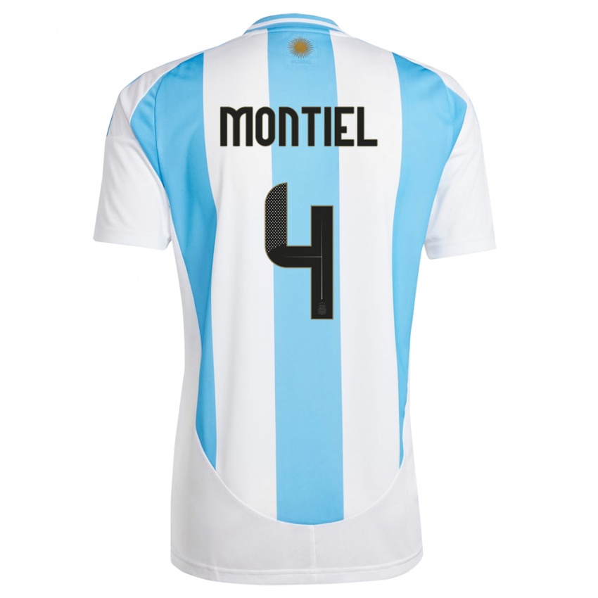Lapset Argentiina Gonzalo Montiel #4 Valkoinen Sininen Kotipaita 24-26 Lyhythihainen Paita T-Paita