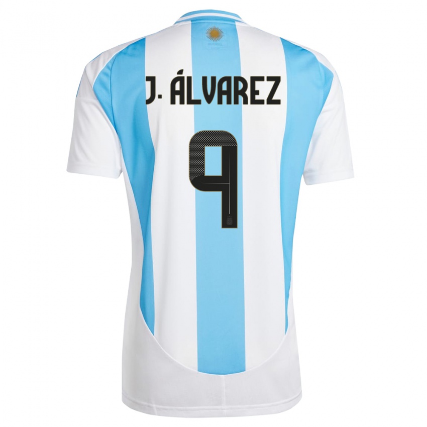 Lapset Argentiina Julian Alvarez #9 Valkoinen Sininen Kotipaita 24-26 Lyhythihainen Paita T-Paita
