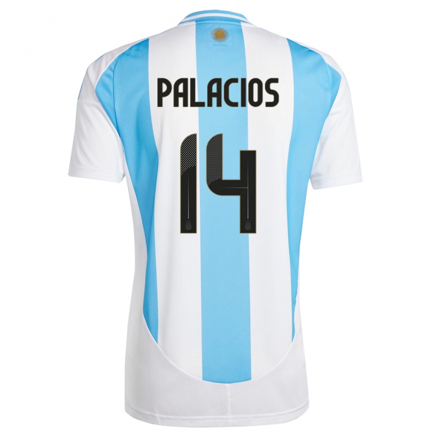 Lapset Argentiina Exequiel Palacios #14 Valkoinen Sininen Kotipaita 24-26 Lyhythihainen Paita T-Paita