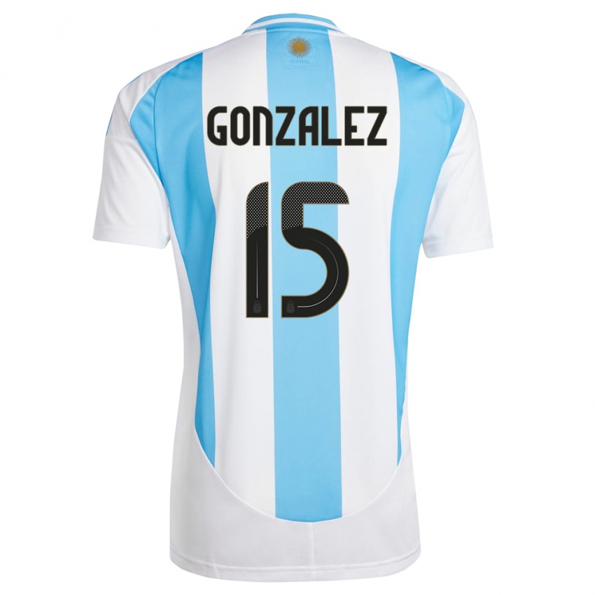 Lapset Argentiina Nicolas Gonzalez #15 Valkoinen Sininen Kotipaita 24-26 Lyhythihainen Paita T-Paita