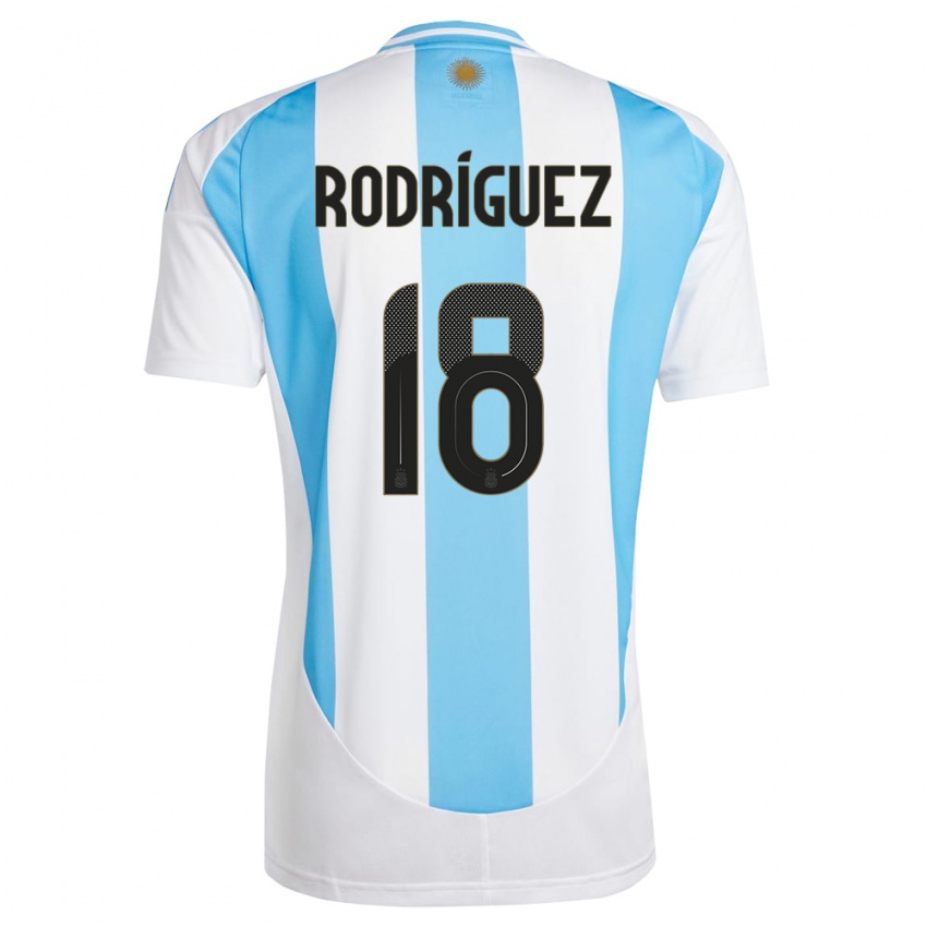 Lapset Argentiina Guido Rodriguez #18 Valkoinen Sininen Kotipaita 24-26 Lyhythihainen Paita T-Paita