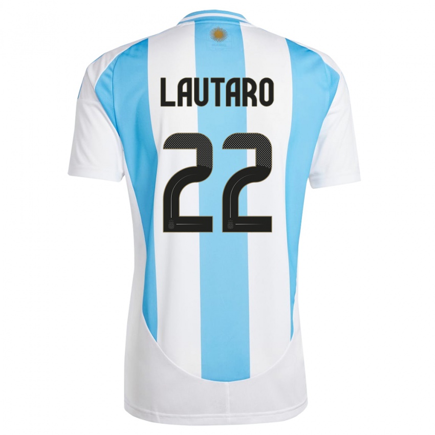 Lapset Argentiina Lautaro Martinez #22 Valkoinen Sininen Kotipaita 24-26 Lyhythihainen Paita T-Paita
