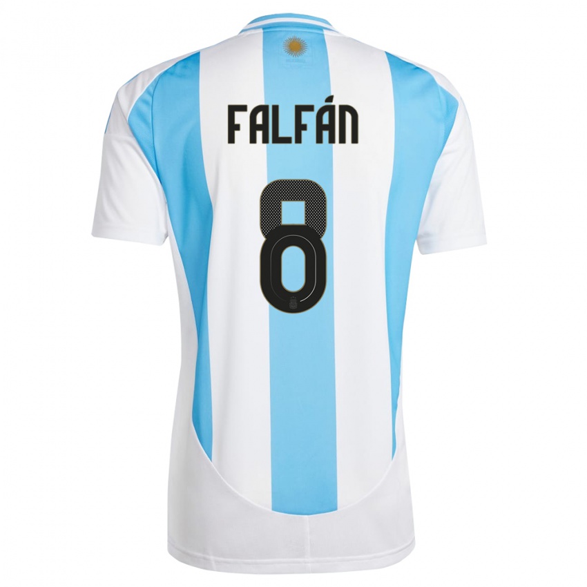Lapset Argentiina Daiana Falfan #8 Valkoinen Sininen Kotipaita 24-26 Lyhythihainen Paita T-Paita