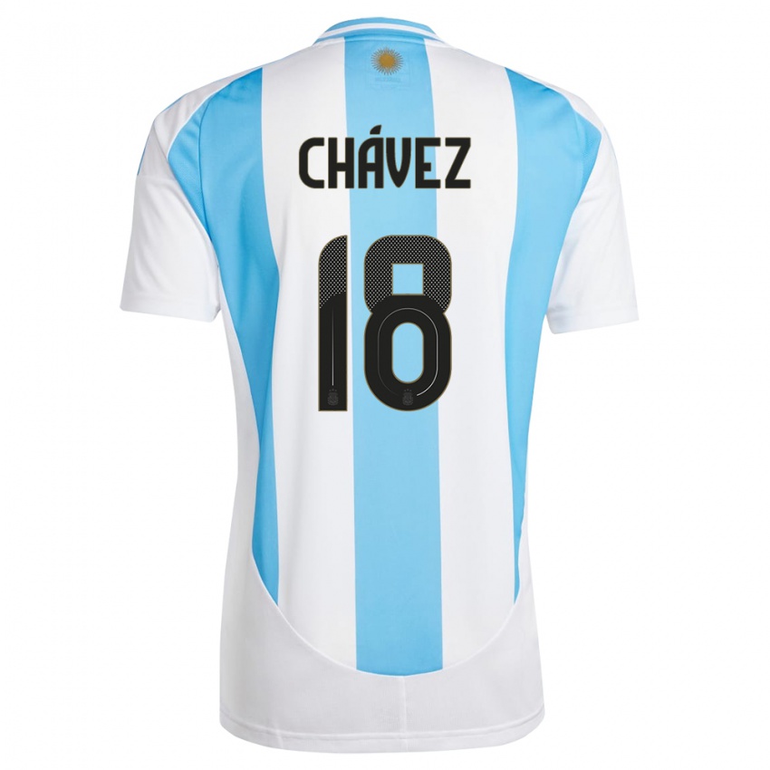 Lapset Argentiina Gabriela Chavez #18 Valkoinen Sininen Kotipaita 24-26 Lyhythihainen Paita T-Paita