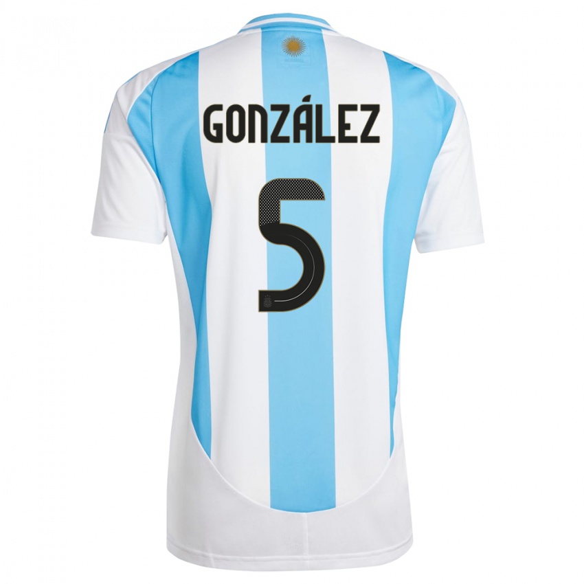 Lapset Argentiina Maximiliano Gonzalez #5 Valkoinen Sininen Kotipaita 24-26 Lyhythihainen Paita T-Paita