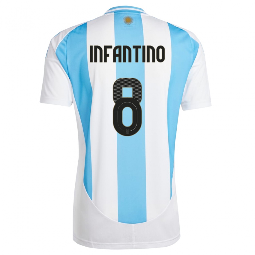 Lapset Argentiina Gino Infantino #8 Valkoinen Sininen Kotipaita 24-26 Lyhythihainen Paita T-Paita