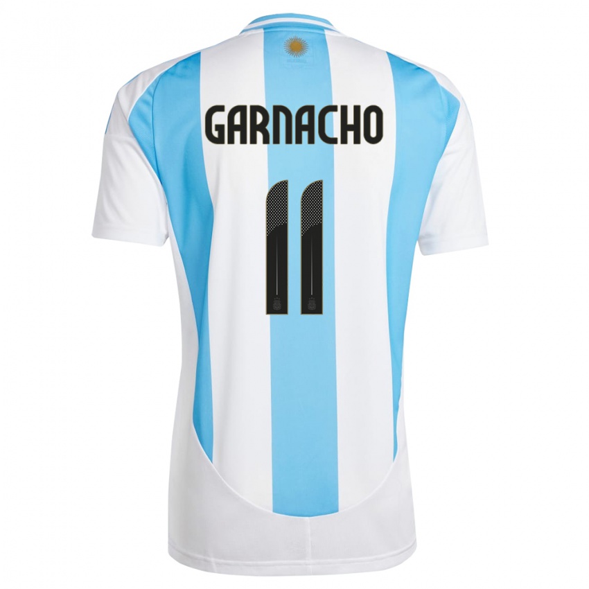 Lapset Argentiina Alejandro Garnacho #11 Valkoinen Sininen Kotipaita 24-26 Lyhythihainen Paita T-Paita