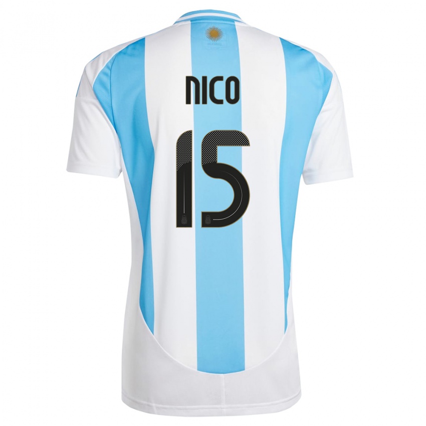 Lapset Argentiina Nico #15 Valkoinen Sininen Kotipaita 24-26 Lyhythihainen Paita T-Paita